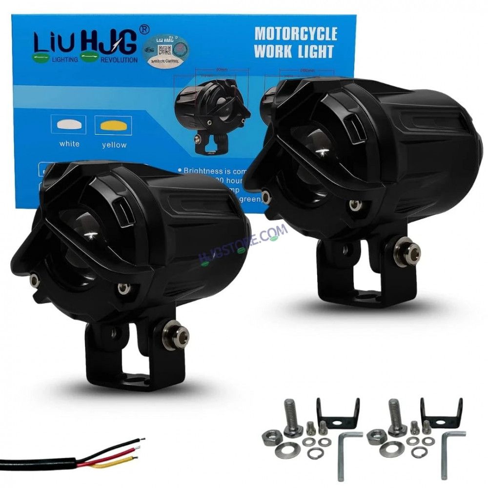 HJG Mini Mercedes Y Lens with Cooling Fan with Wiring Harness Kit 80W Foglight Ultra Wide Dual Intensity LED Driving Fog Lights White (2*40W = 80W Total) Universal For All Cars & Bikes LIU HJG Mini Mercedes Y Lens 80W with Cooling Fan and Wiring Kit